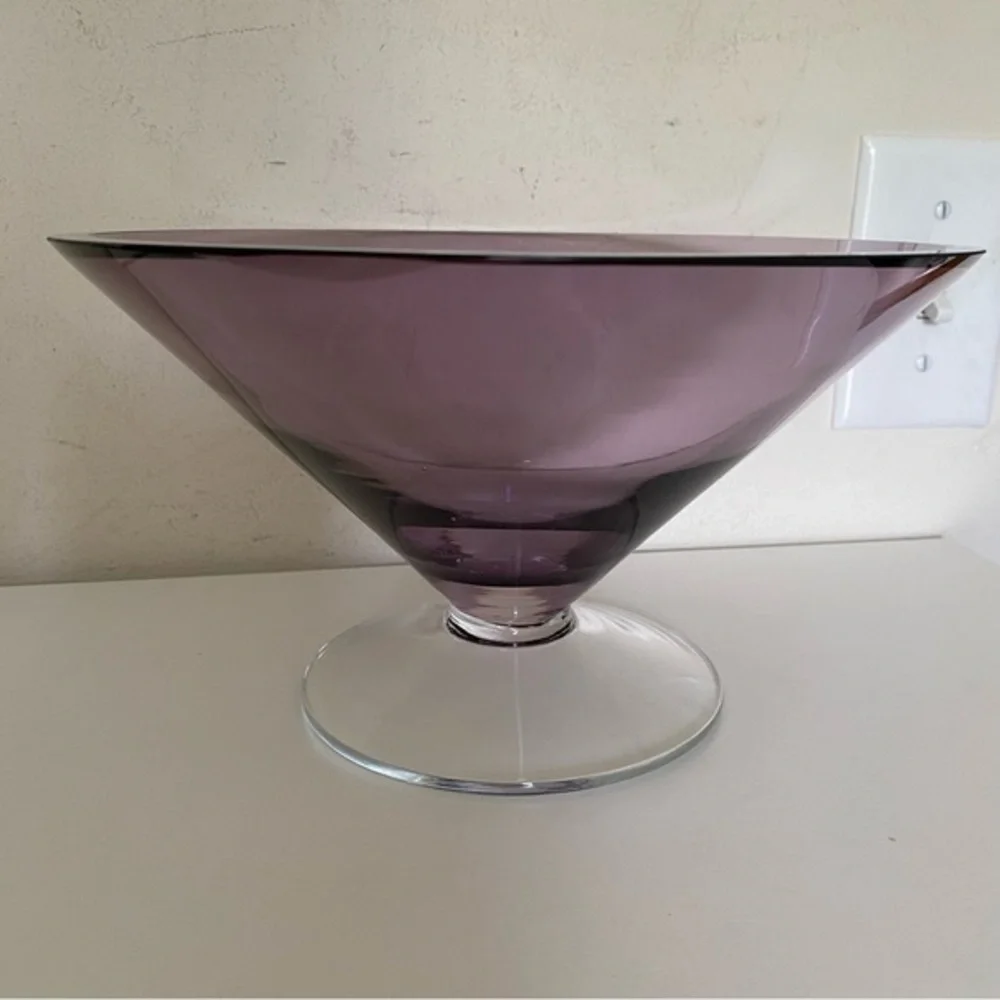Crate&Barrel Purple Crystal Glass Footed Candy Dish Home Decor Accent NW…